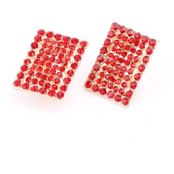 18k gold plated red crystal Necklace earrings bracelet ring set - Picture 6 of 14